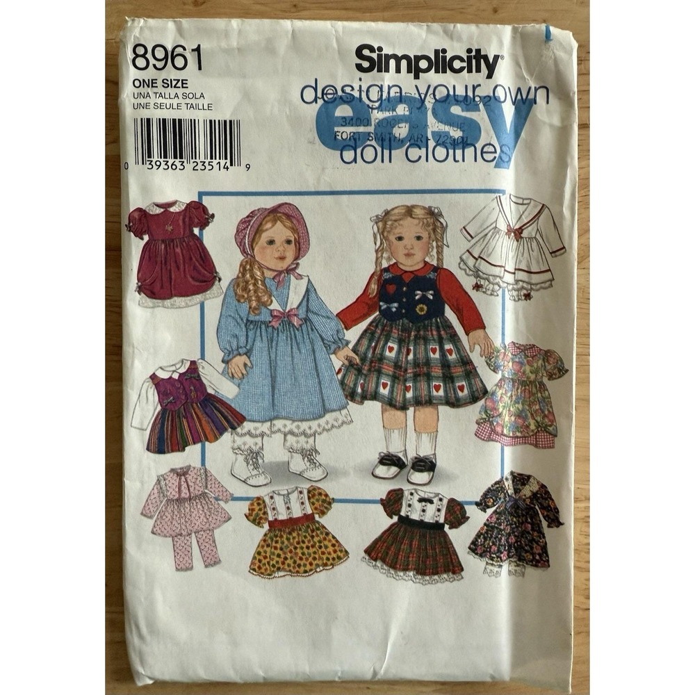 Simplicity‎ Easy Design Your Own 18" Doll Clothes Pattern 8961 Uncut FF
